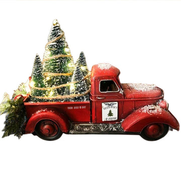 Ornements de voiture en résine, artisanat, ornements d'arbre de noël, ferme, camion rouge, ornements de décoration de noël
